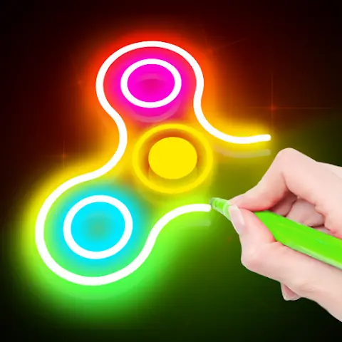 Neon fényben izzó Draw Finger Spinner vizuális megjelenítése