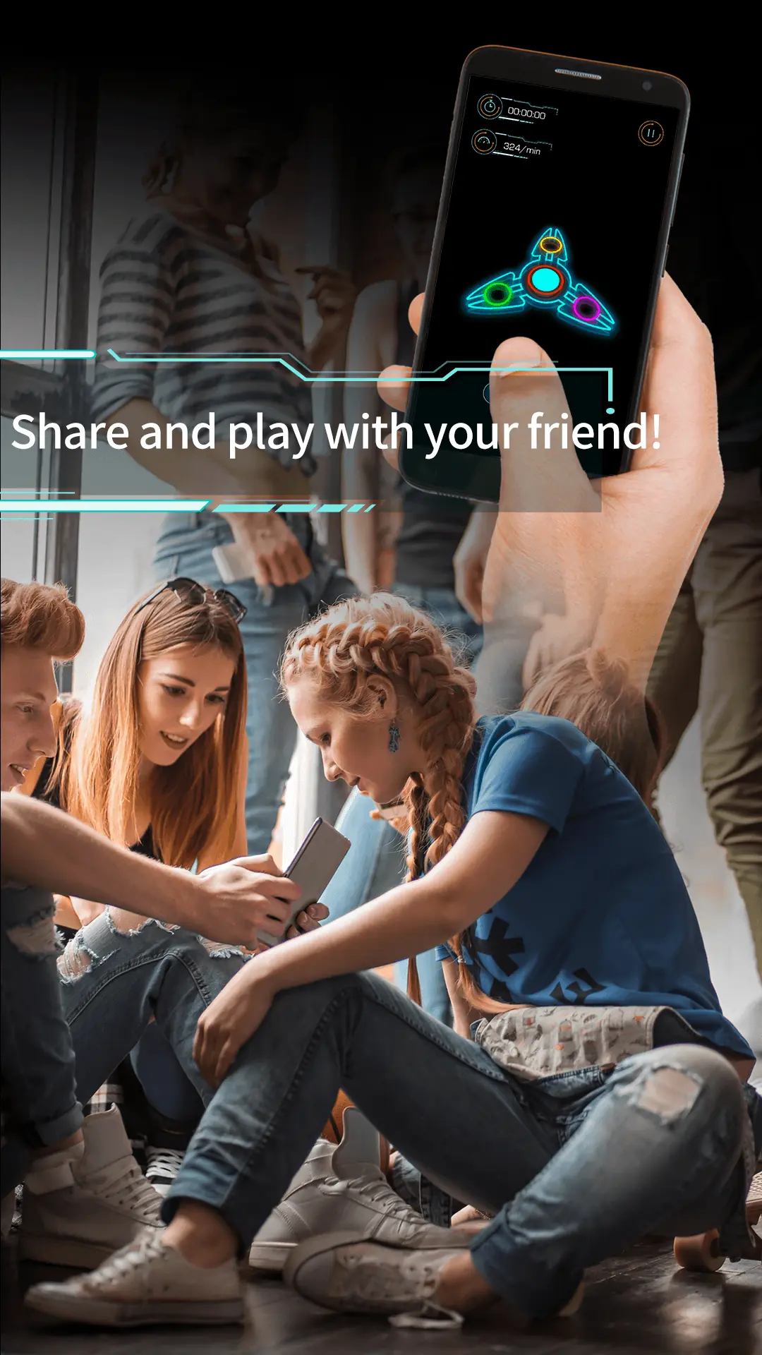 Draw Finger Spinner pörgés közben neon fényeffektekkel