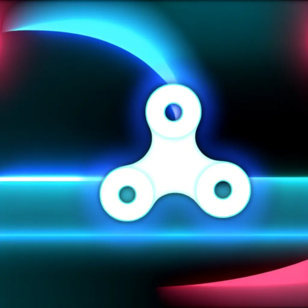 Minimalista, sötét háttér neon fénycsíkokkal és világító spinnerrel