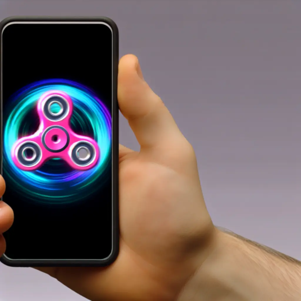Minimalista, sötét felületű Draw Finger Spinner játék egy mobiltelefon kijelzőjén