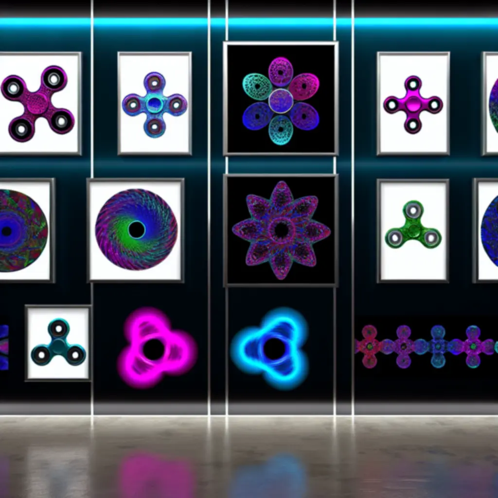 Különböző neonfényű, testreszabható fidget spinnerek galériája