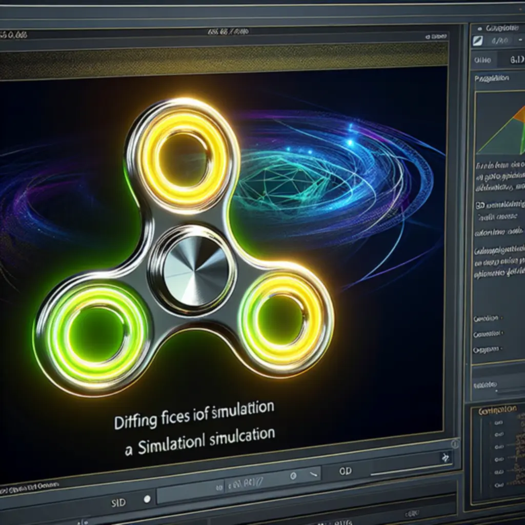 Digitális spinner szimuláció neon fényekkel és fizikai görbékkel